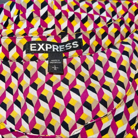 Express special edition retro print long sleeve blouse size L 1970s vibe - Picture 4 of 5